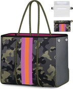 Beach Tote Bag Machine-Washable Neoprene Laptop-Safe Zipper Pocket