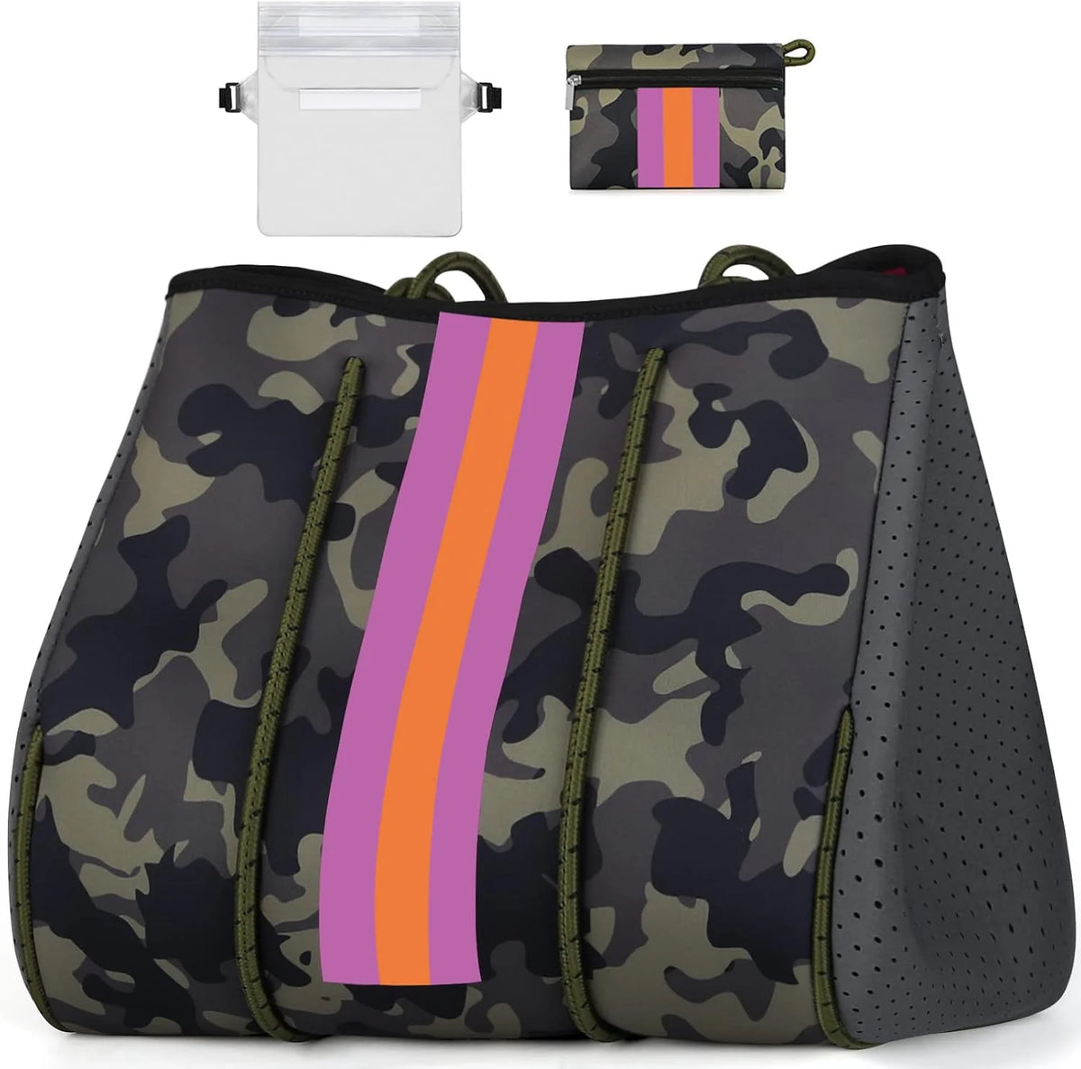 Beach Tote Bag Machine-Washable Neoprene Laptop-Safe Zipper Pocket