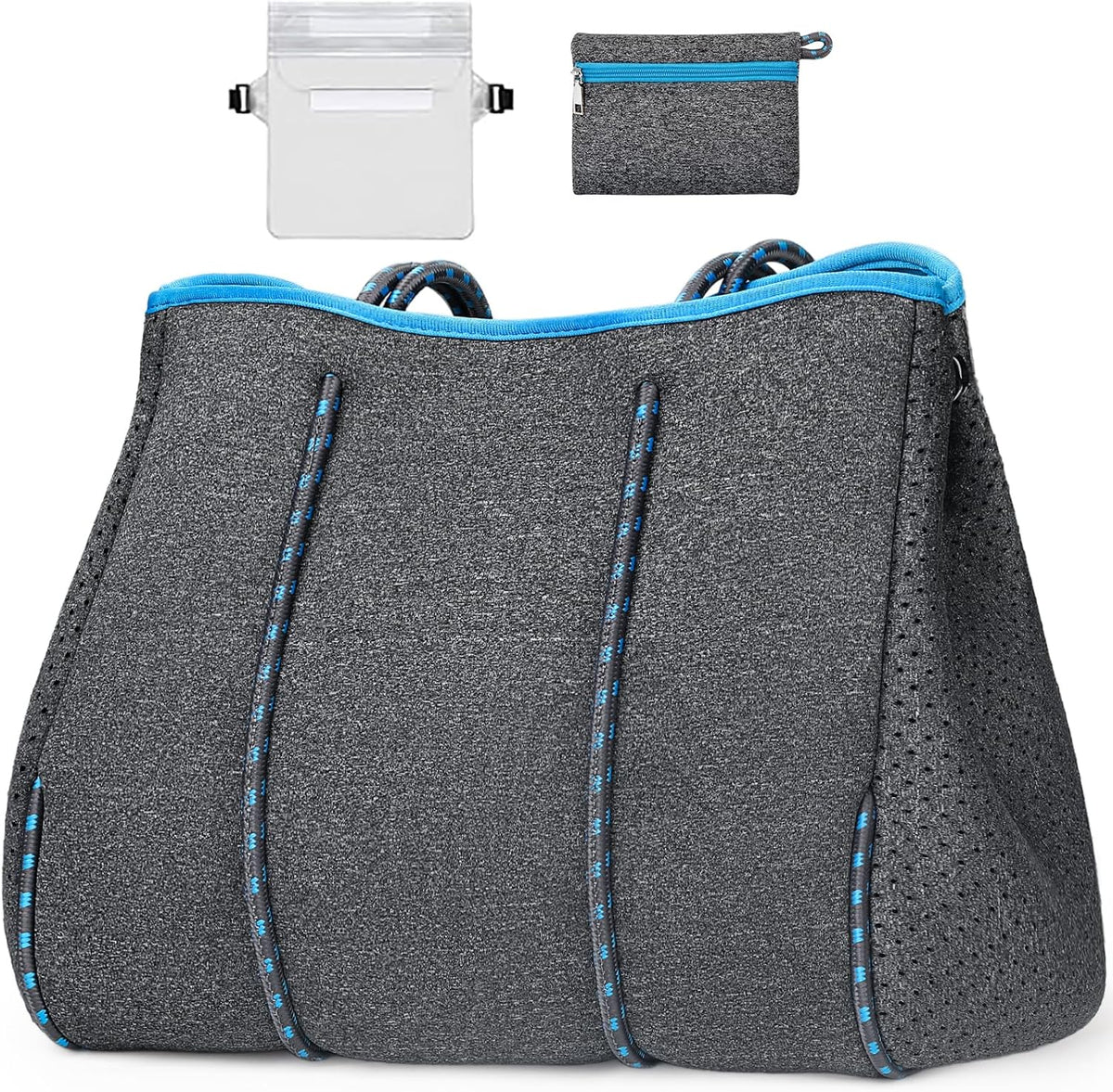 Beach Tote Bag Machine-Washable Neoprene Laptop-Safe Zipper Pocket