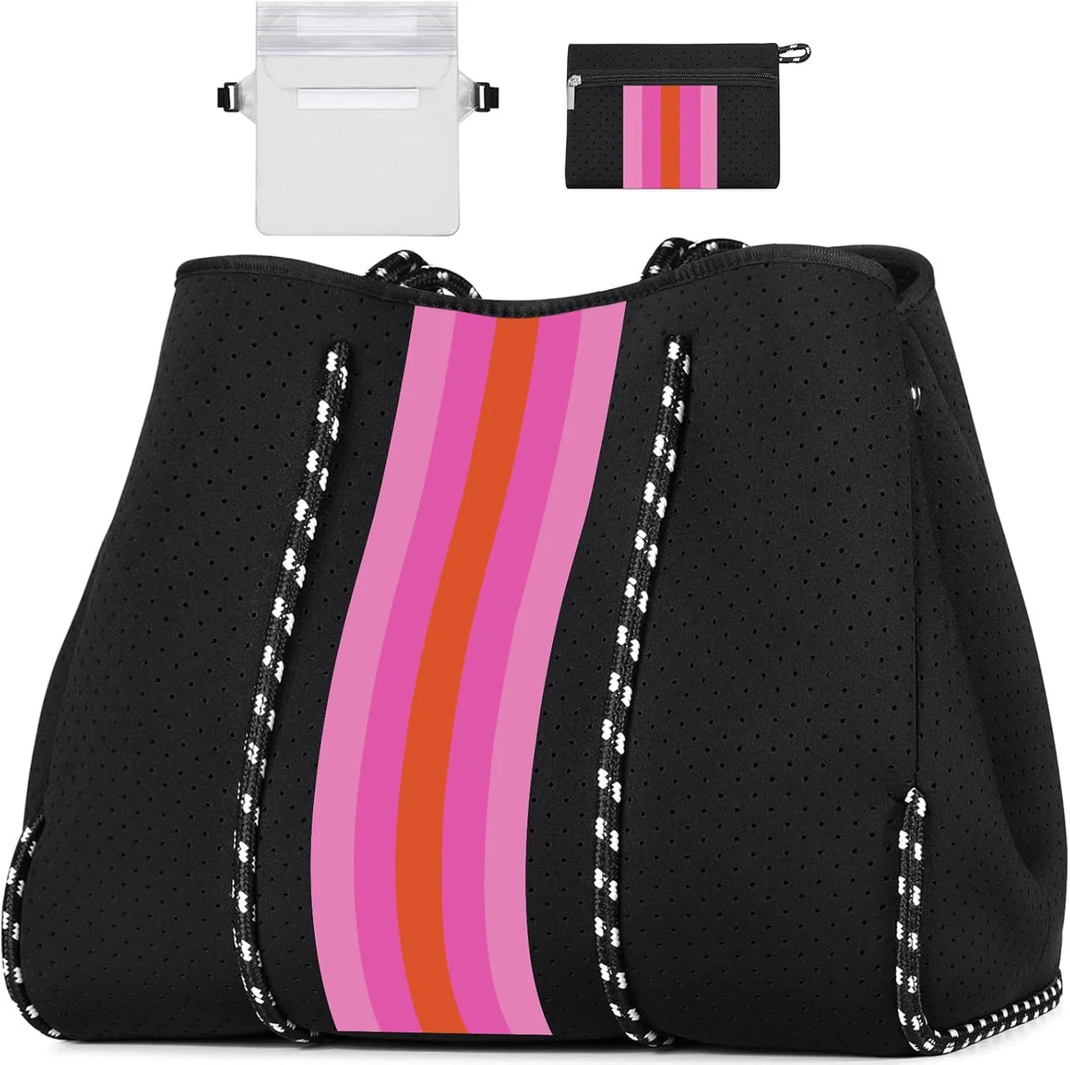 Beach Tote Bag Machine-Washable Neoprene Laptop-Safe Zipper Pocket