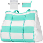 Beach Tote Bag Machine-Washable Neoprene Laptop-Safe Zipper Pocket