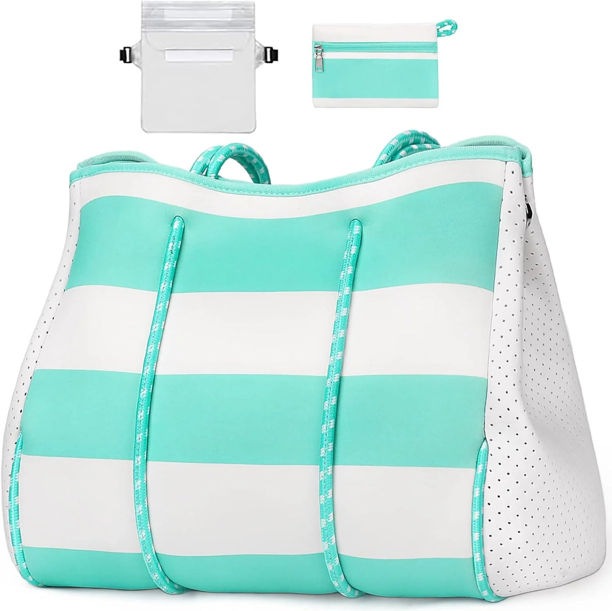 Beach Tote Bag Machine-Washable Neoprene Laptop-Safe Zipper Pocket