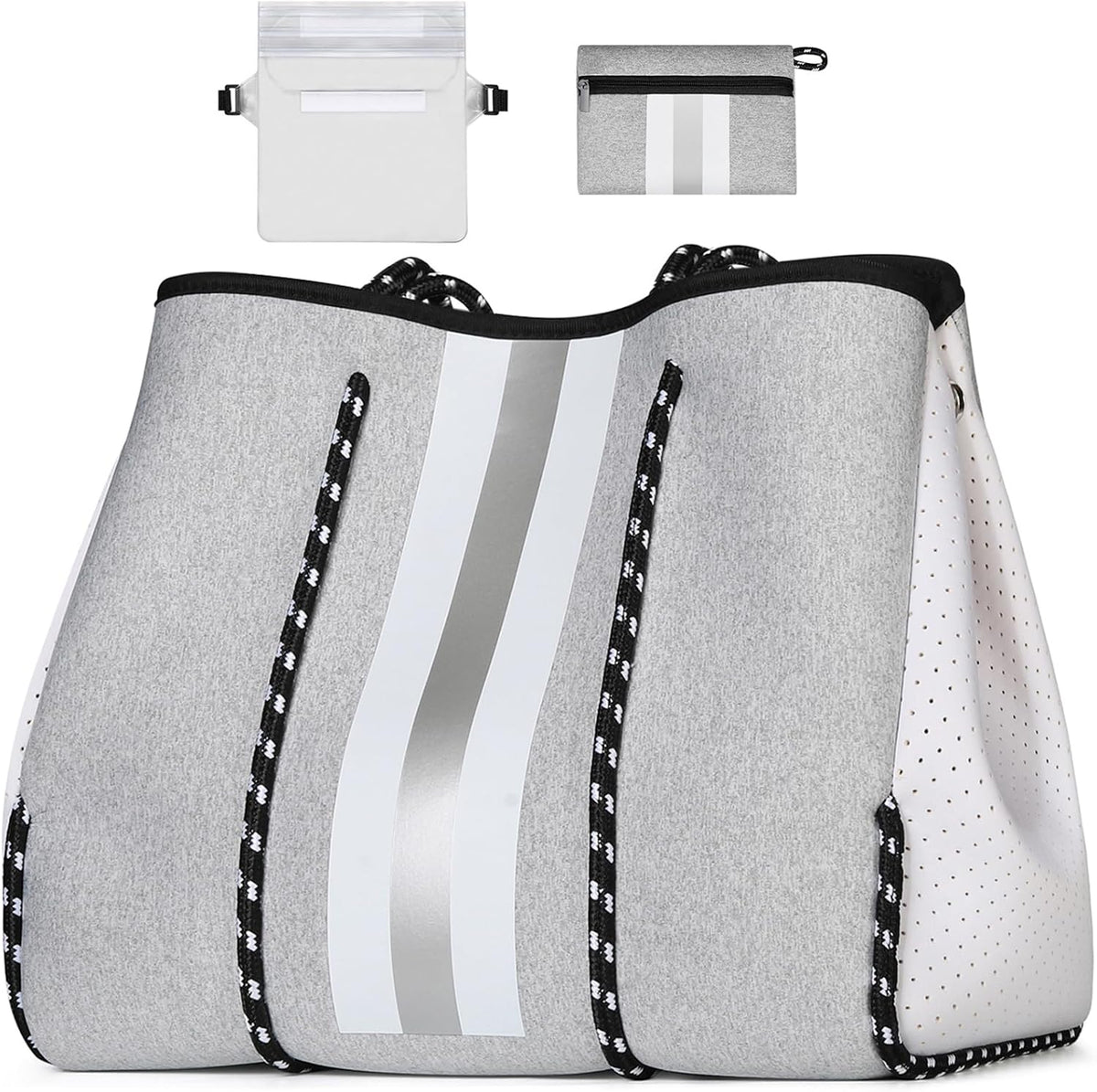 Beach Tote Bag Machine-Washable Neoprene Laptop-Safe Zipper Pocket