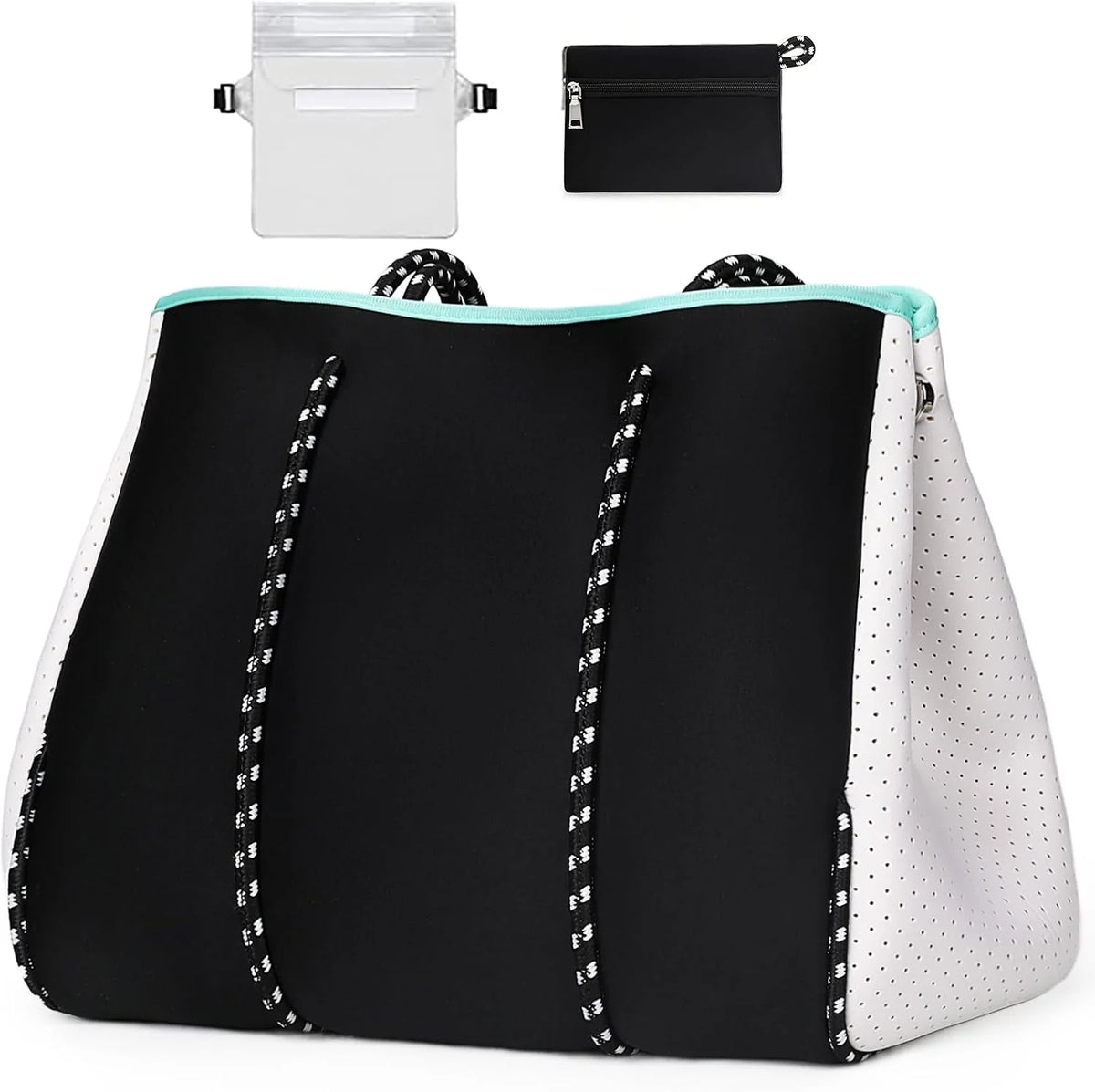 Beach Tote Bag Machine-Washable Neoprene Laptop-Safe Zipper Pocket