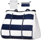 Beach Tote Bag Neoprene Inner Zipper Machine Washable