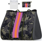 Beach Tote Bag Neoprene Inner Zipper Machine Washable