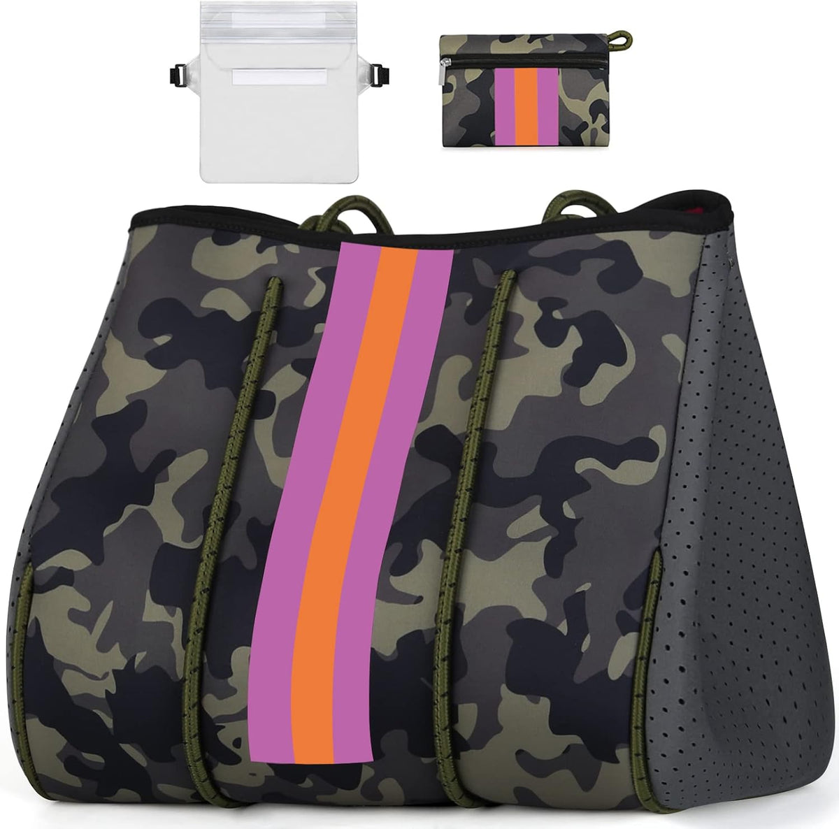 Beach Tote Bag Neoprene Inner Zipper Machine Washable
