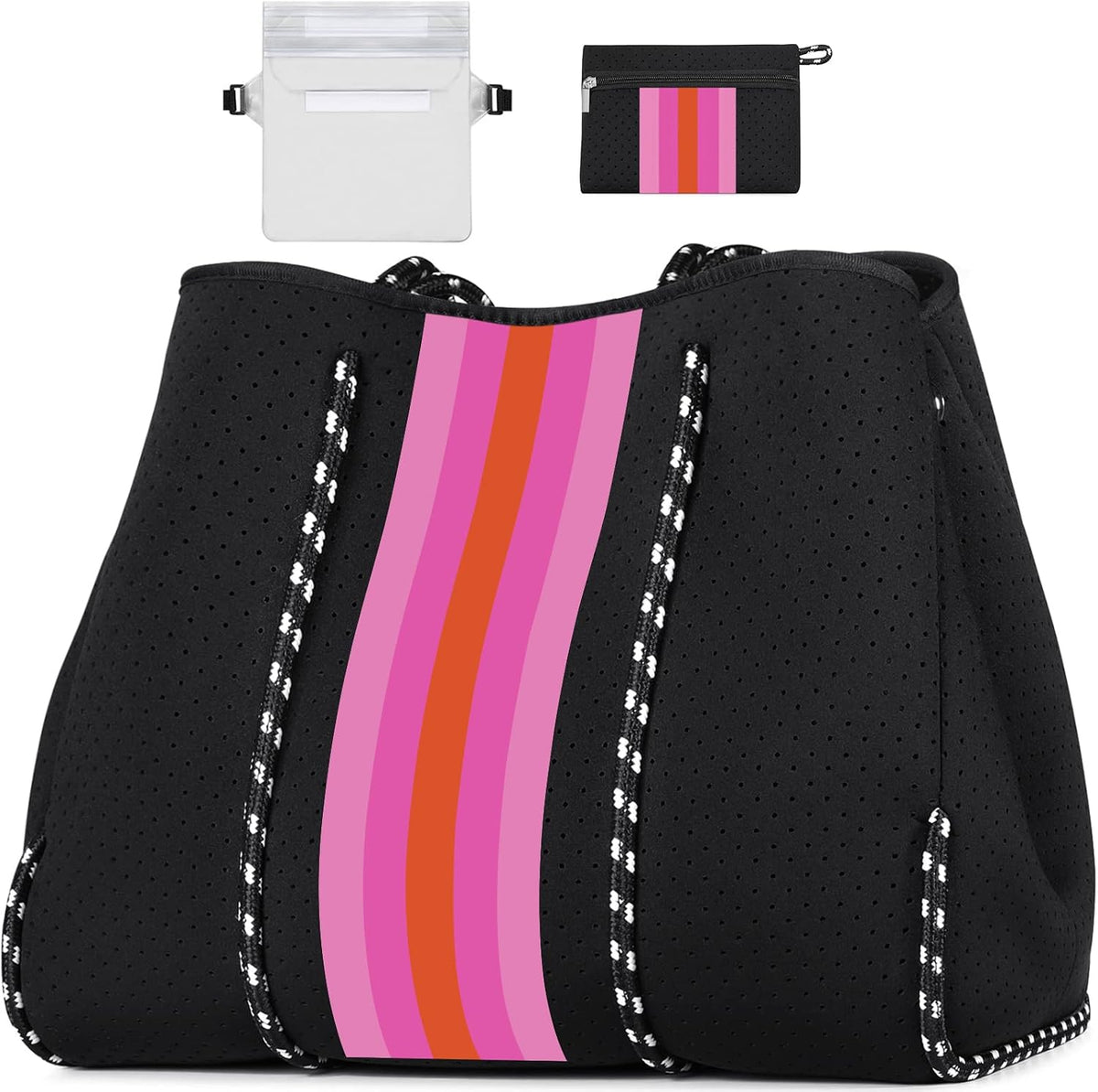 Beach Tote Bag Neoprene Inner Zipper Machine Washable
