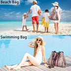 Beach Tote Bag Neoprene Inner Zipper Machine Washable