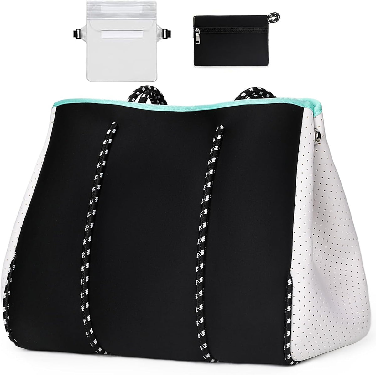 Beach Tote Bag Neoprene Inner Zipper Machine Washable