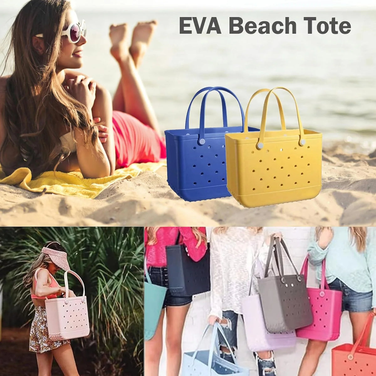Beach Tote Bag Upright Waterproof & Sandproof EVA