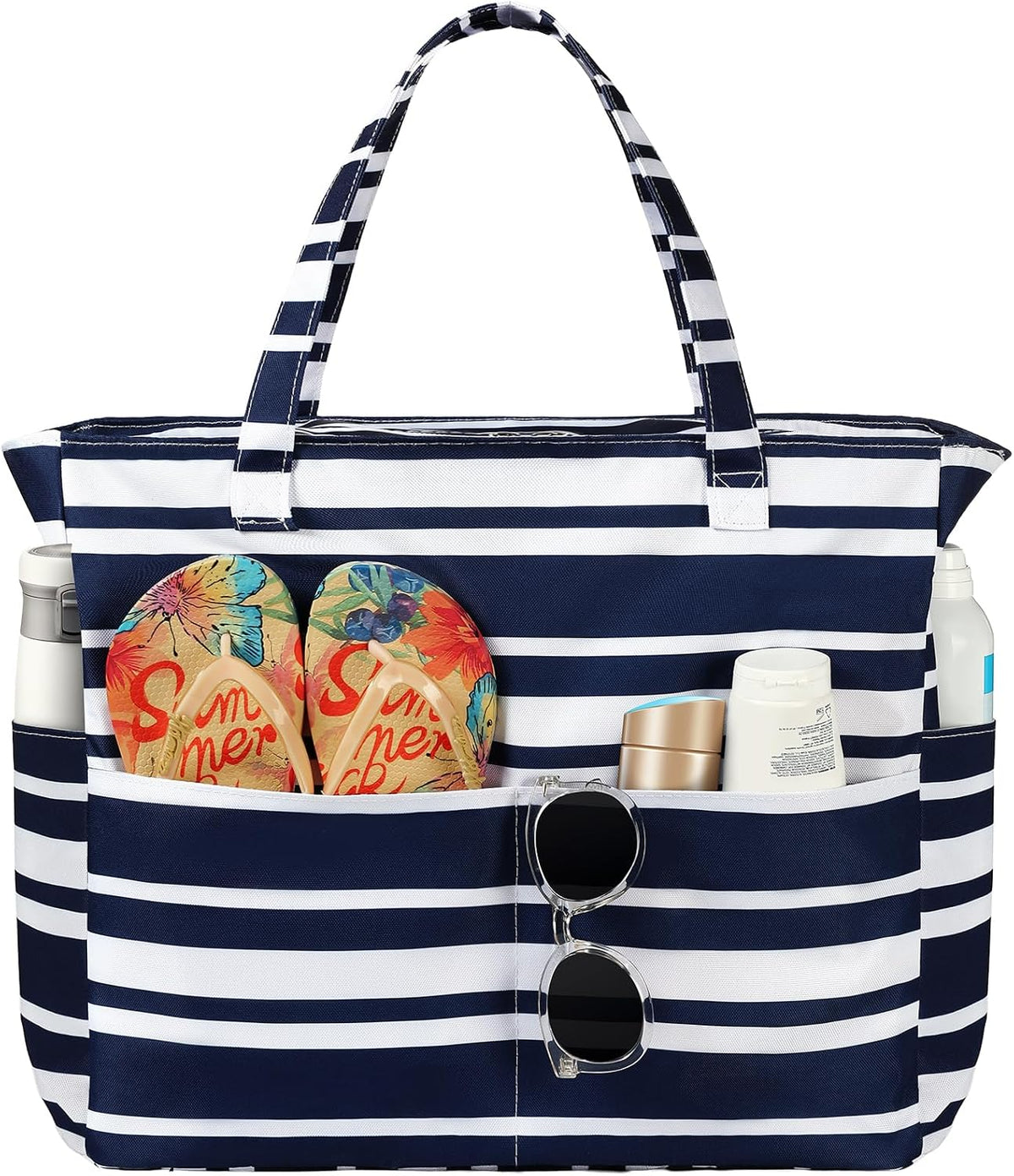 Beach Tote Bag Water-Resistant 45L Multiple Pockets