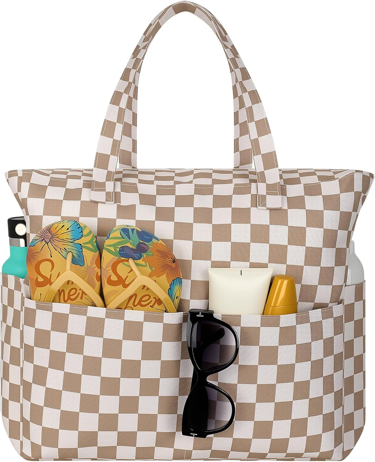 Beach Tote Bag Water-Resistant 45L Multiple Pockets