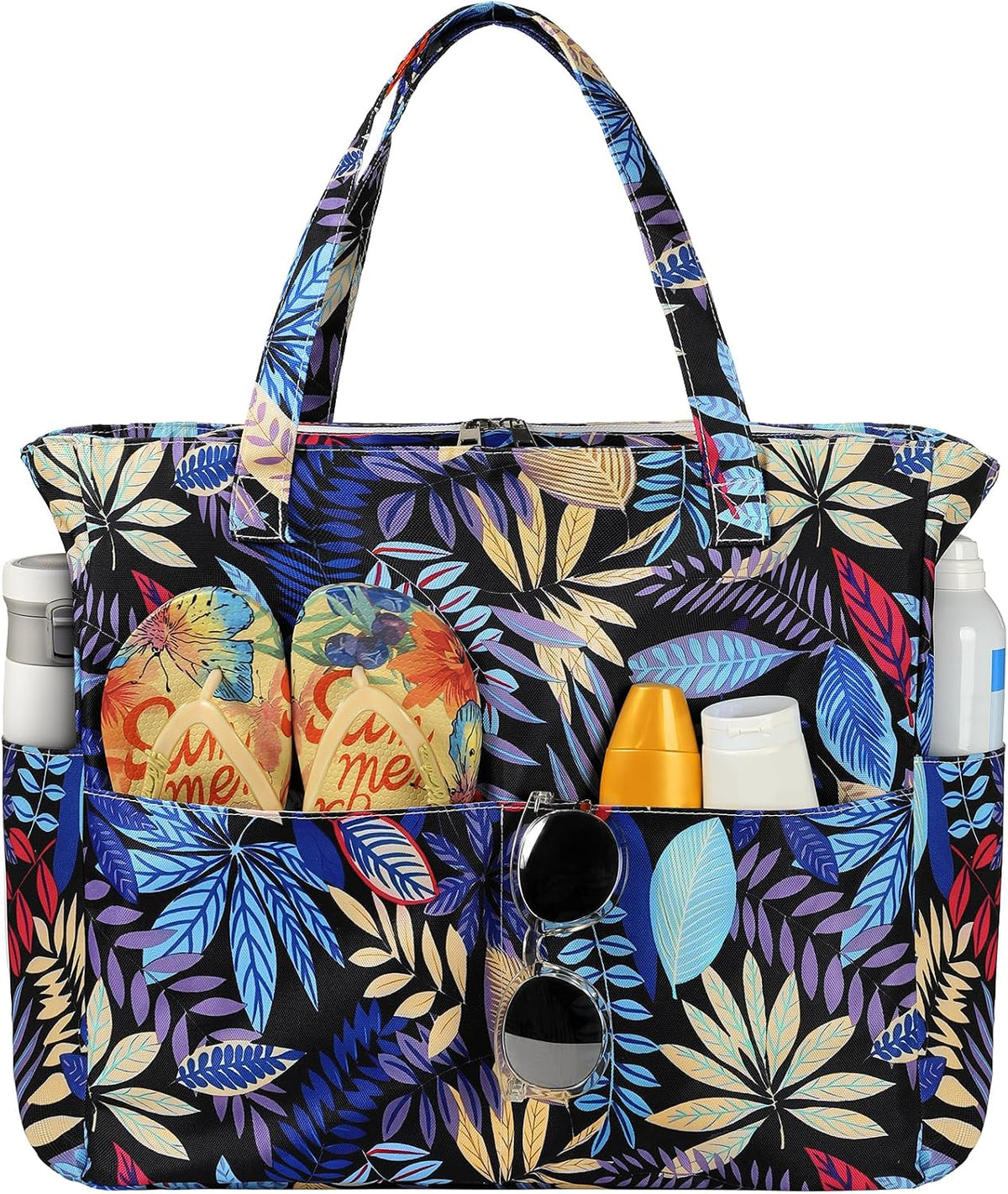 Beach Tote Bag Water-Resistant 45L Multiple Pockets