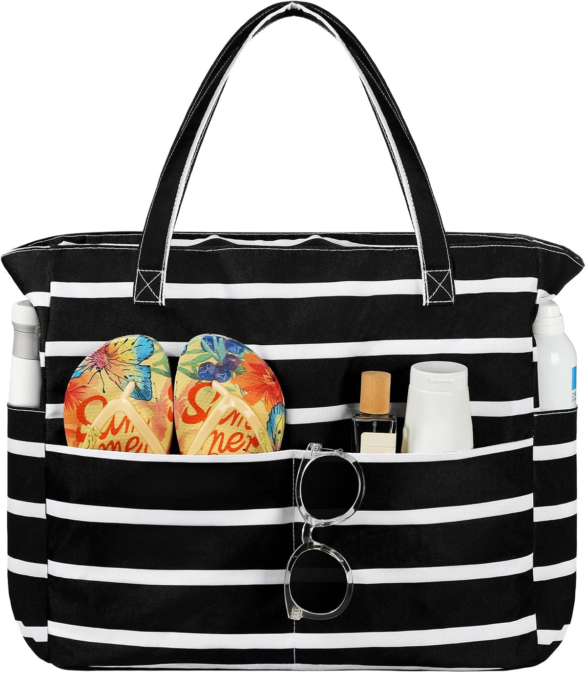Beach Tote Bag Water-Resistant 45L Multiple Pockets