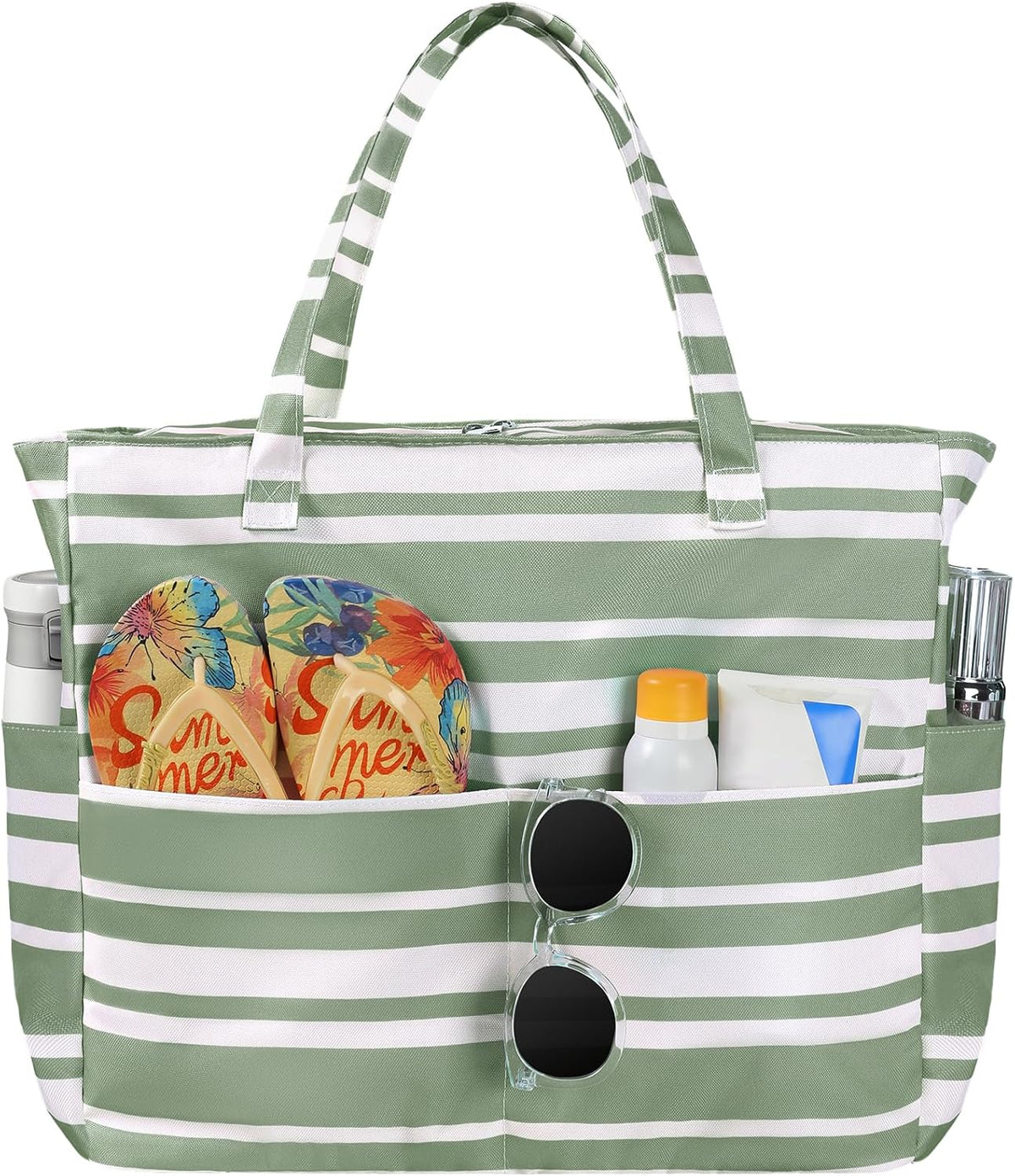 Beach Tote Bag Water-Resistant 45L Multiple Pockets