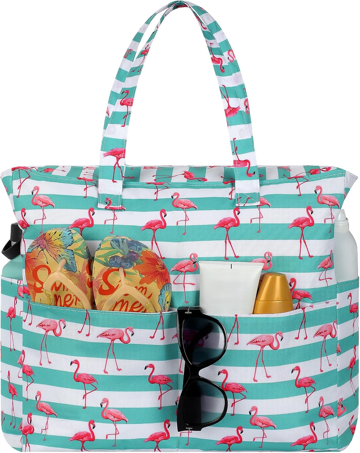 Beach Tote Bag Water-Resistant 45L Multiple Pockets
