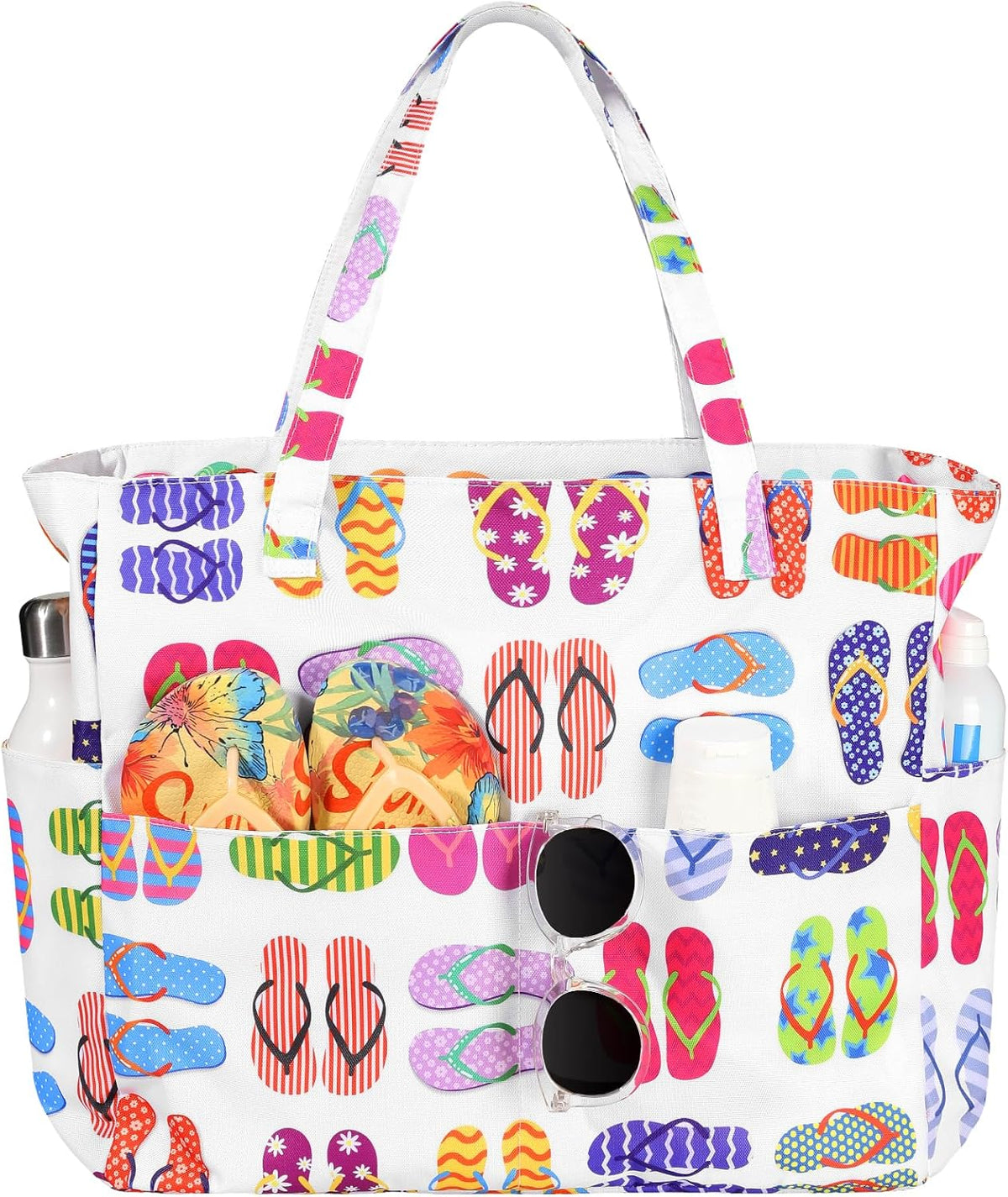 Beach Tote Bag Water-Resistant 45L Multiple Pockets
