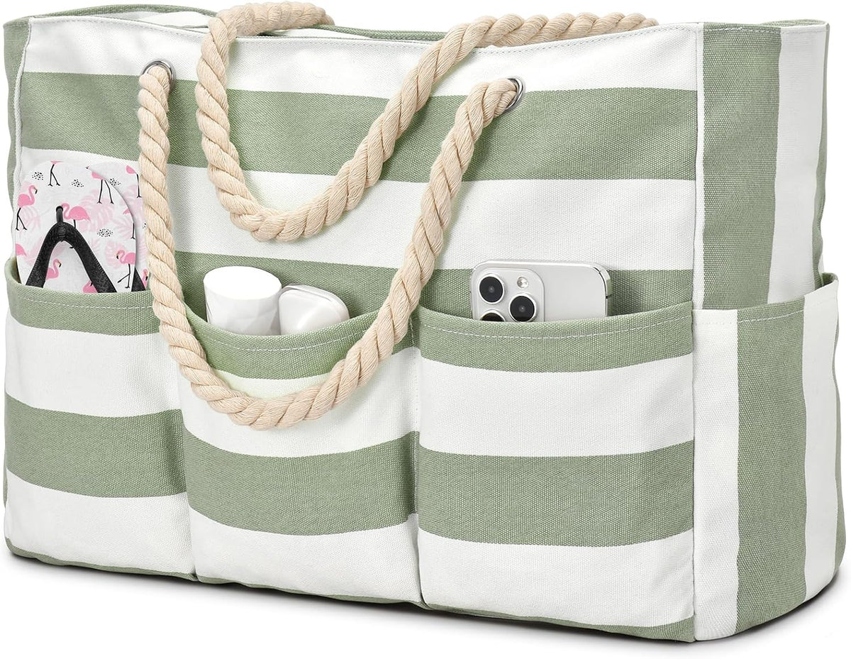 Beach Tote Bag Waterproof Canvas Multiple Pockets