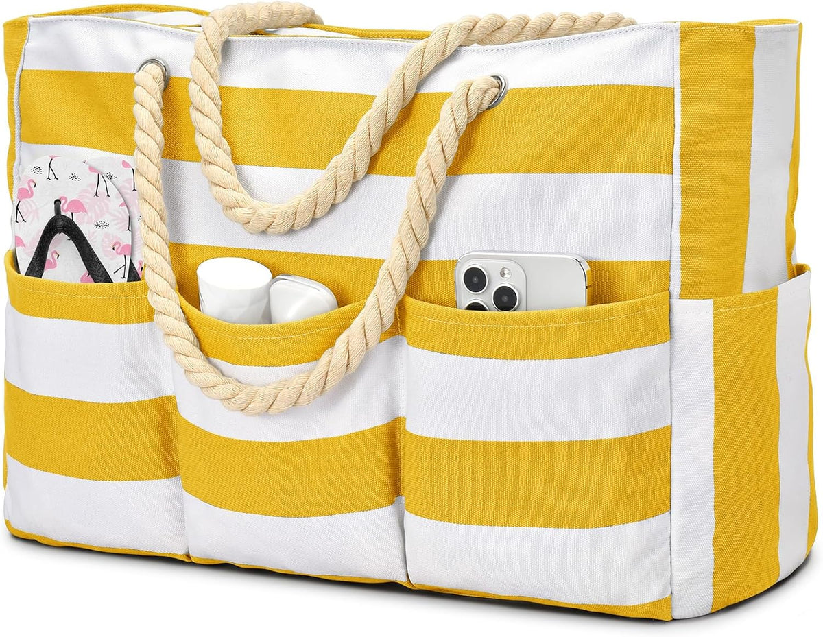 Beach Tote Bag Waterproof Canvas Multiple Pockets