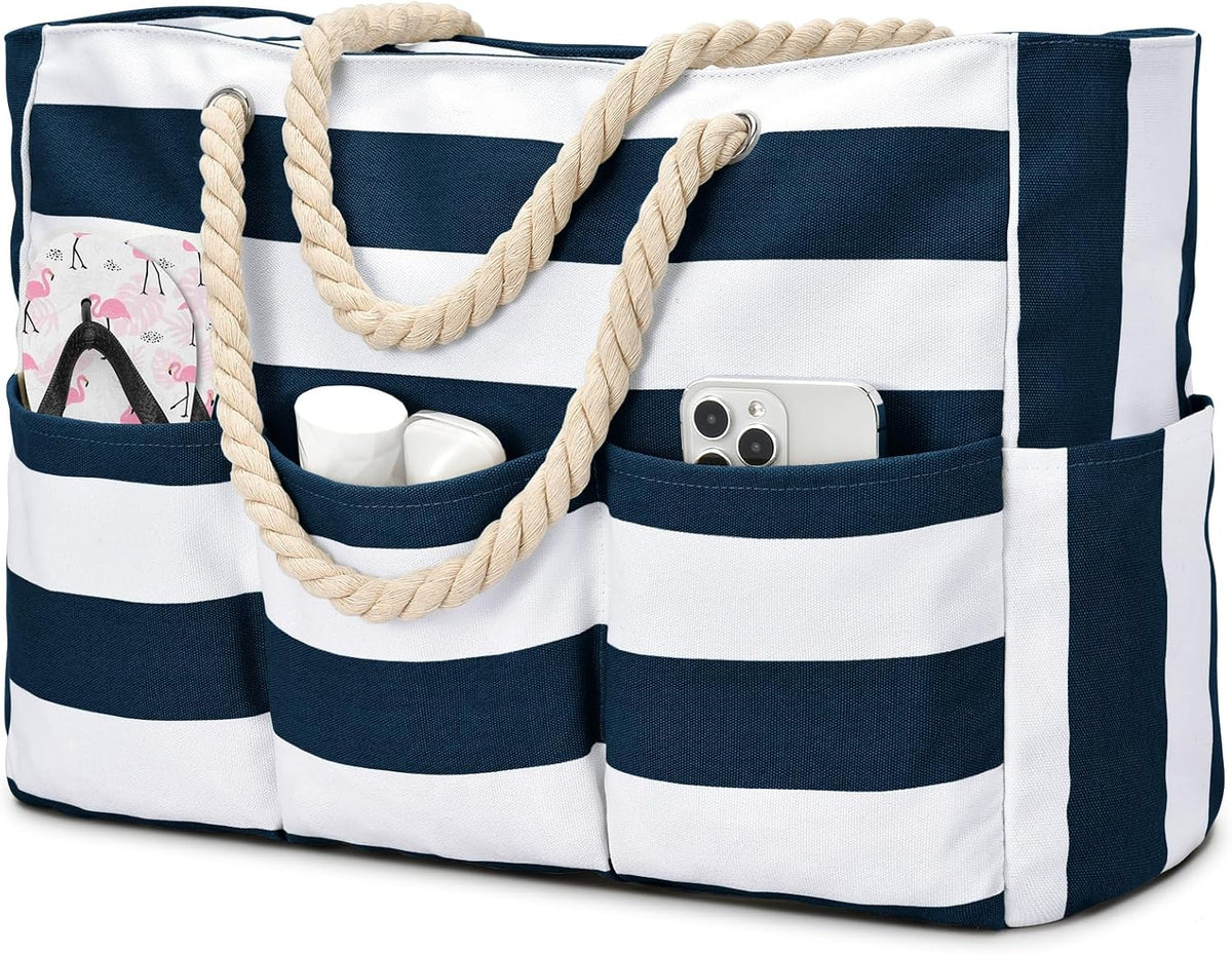 Beach Tote Bag Waterproof Canvas Multiple Pockets