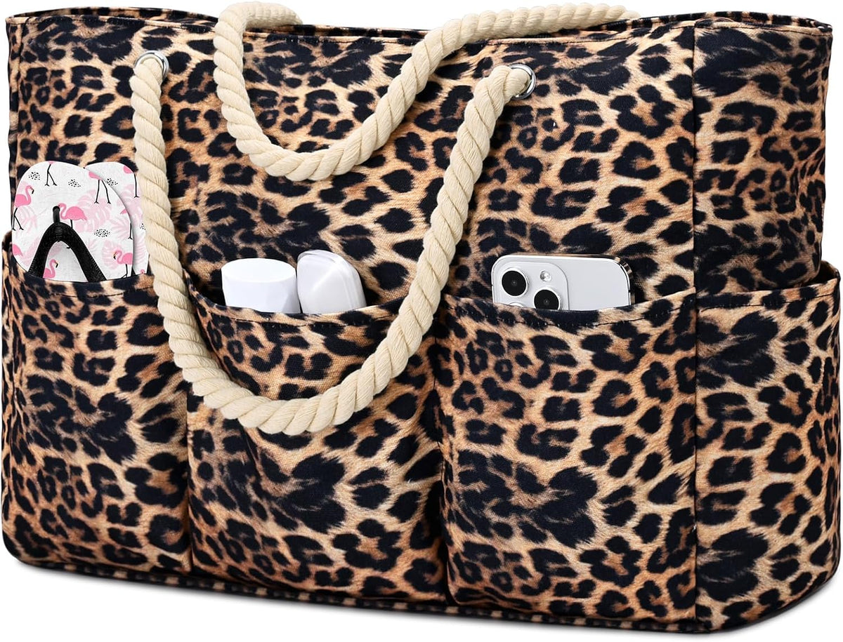 Beach Tote Bag Waterproof Canvas Multiple Pockets