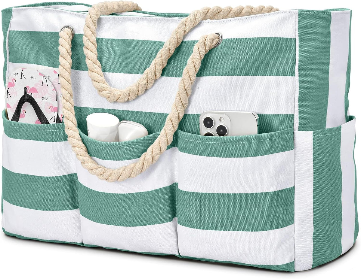 Beach Tote Bag Waterproof Canvas Multiple Pockets