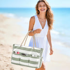 Beach Tote Bag Waterproof Canvas Multiple Pockets