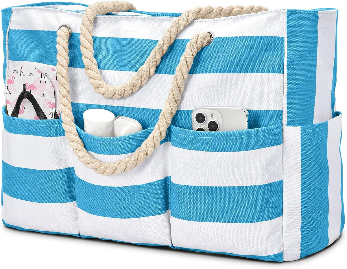 Beach Tote Bag Waterproof Canvas Multiple Pockets