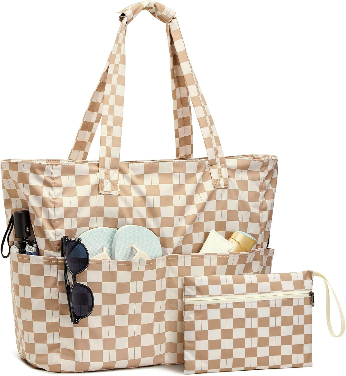 Beach Tote Bag Waterproof & Sandproof 38L Wet Compartment