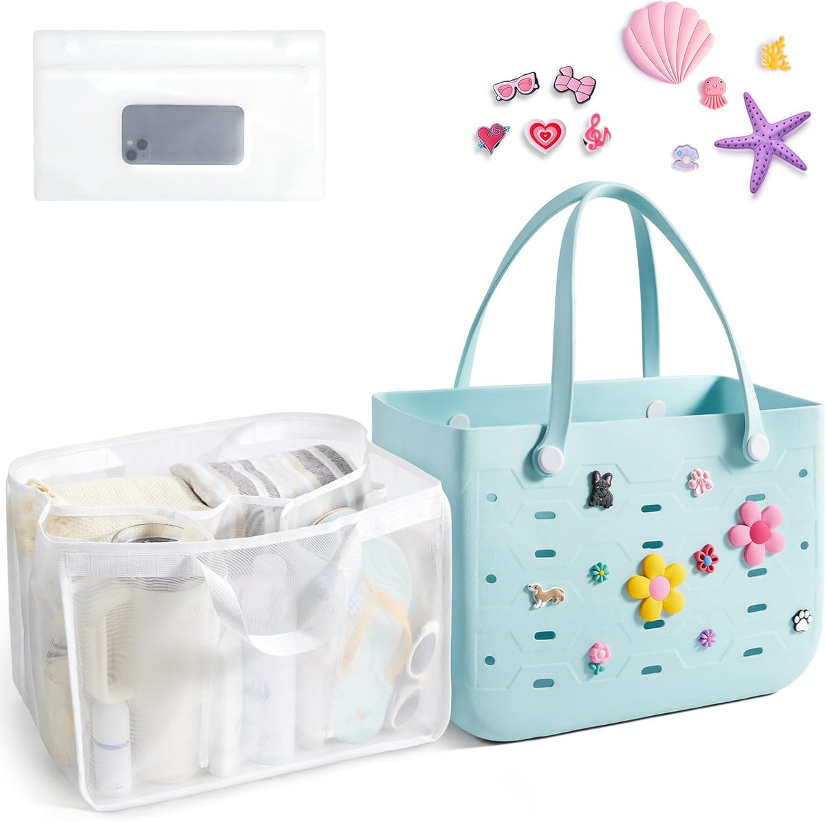 Beach Tote Bag Waterproof & Washable Detachable Wet Pocket