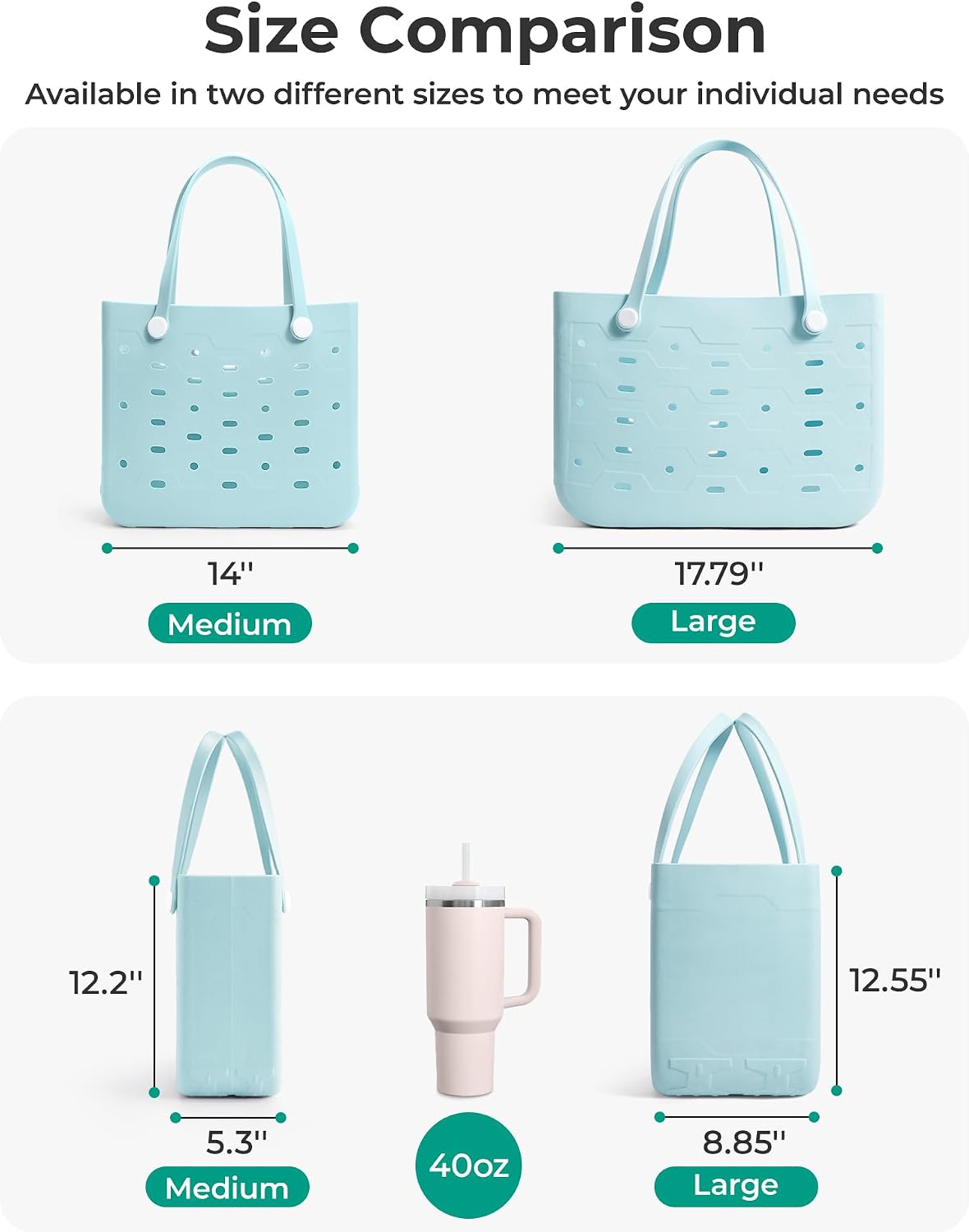 Beach Tote Bag Waterproof & Washable Detachable Wet Pocket
