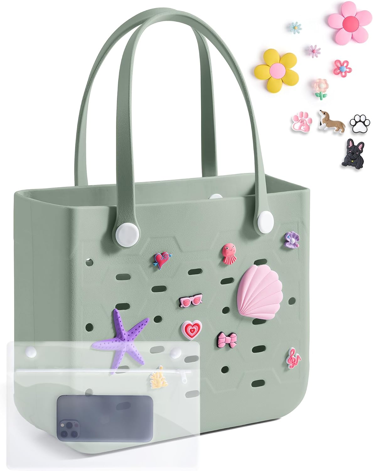 Beach Tote Bag Waterproof & Washable Detachable Wet Pocket