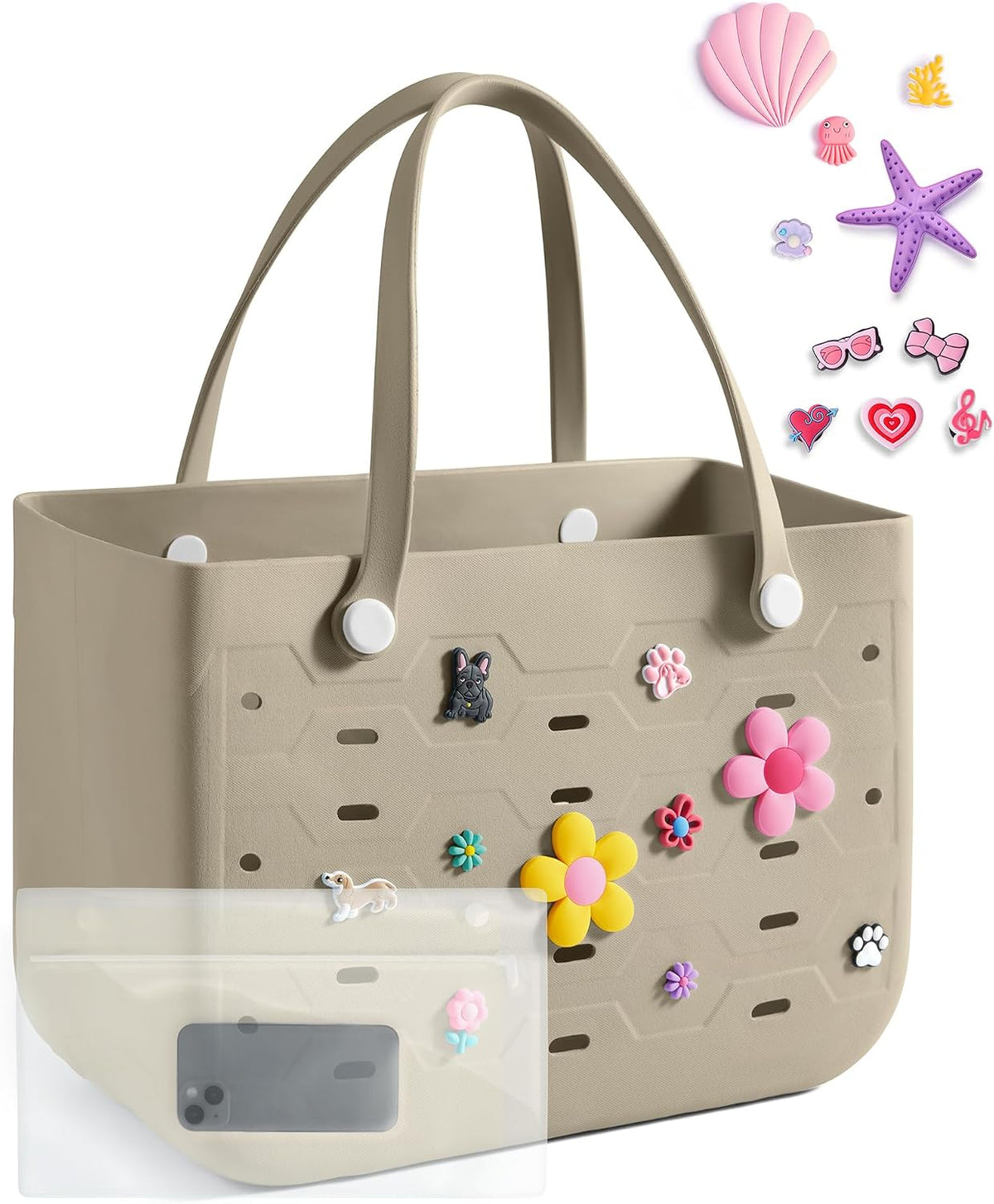 Beach Tote Bag Waterproof & Washable Detachable Wet Pocket