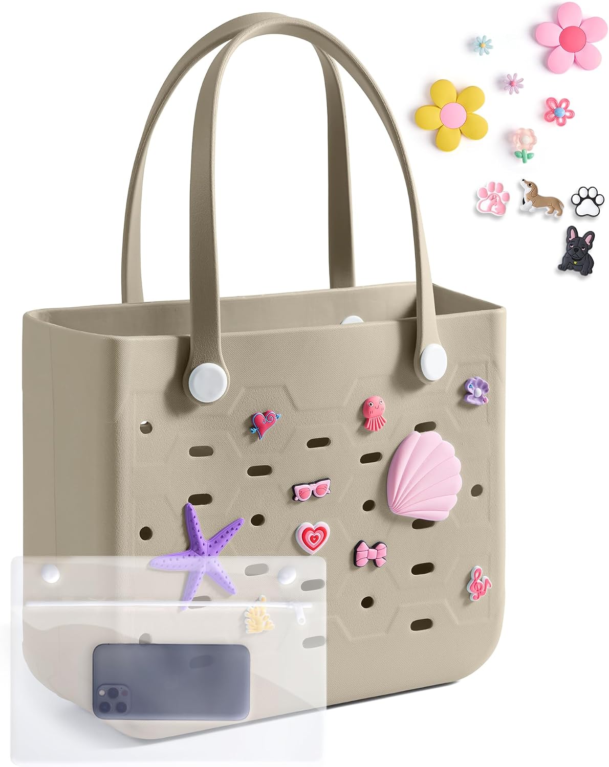 Beach Tote Bag Waterproof & Washable Detachable Wet Pocket