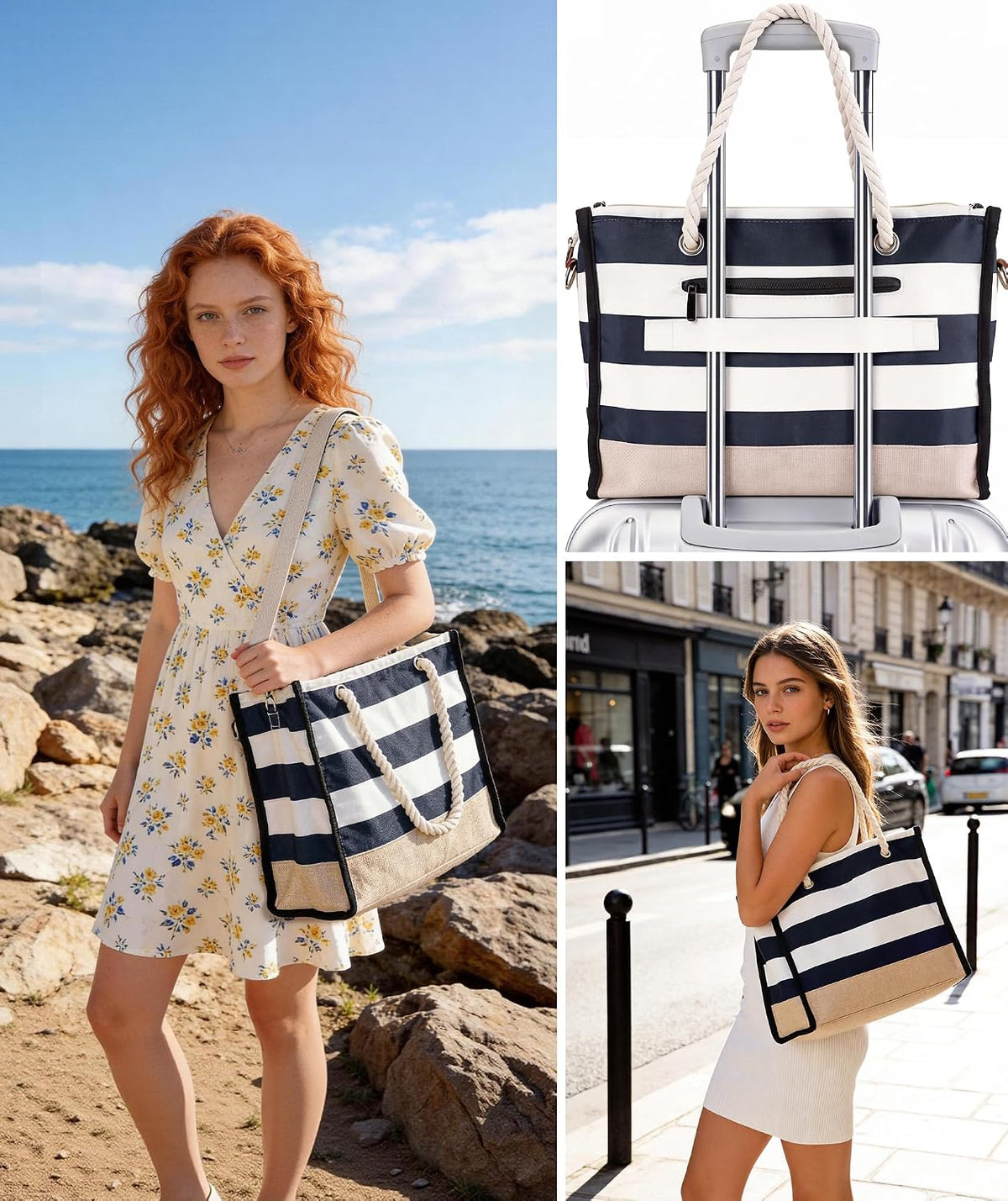 Beach Tote Double-Layer Waterproof Multiple Pockets