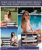 Beach Tote Double-Layer Waterproof Multiple Pockets