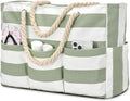 Beach Tote Extra Large Waterproof Canvas Zippered Multi-Pocket