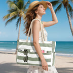 Beach Tote Extra Large Waterproof Canvas Zippered Multi-Pocket