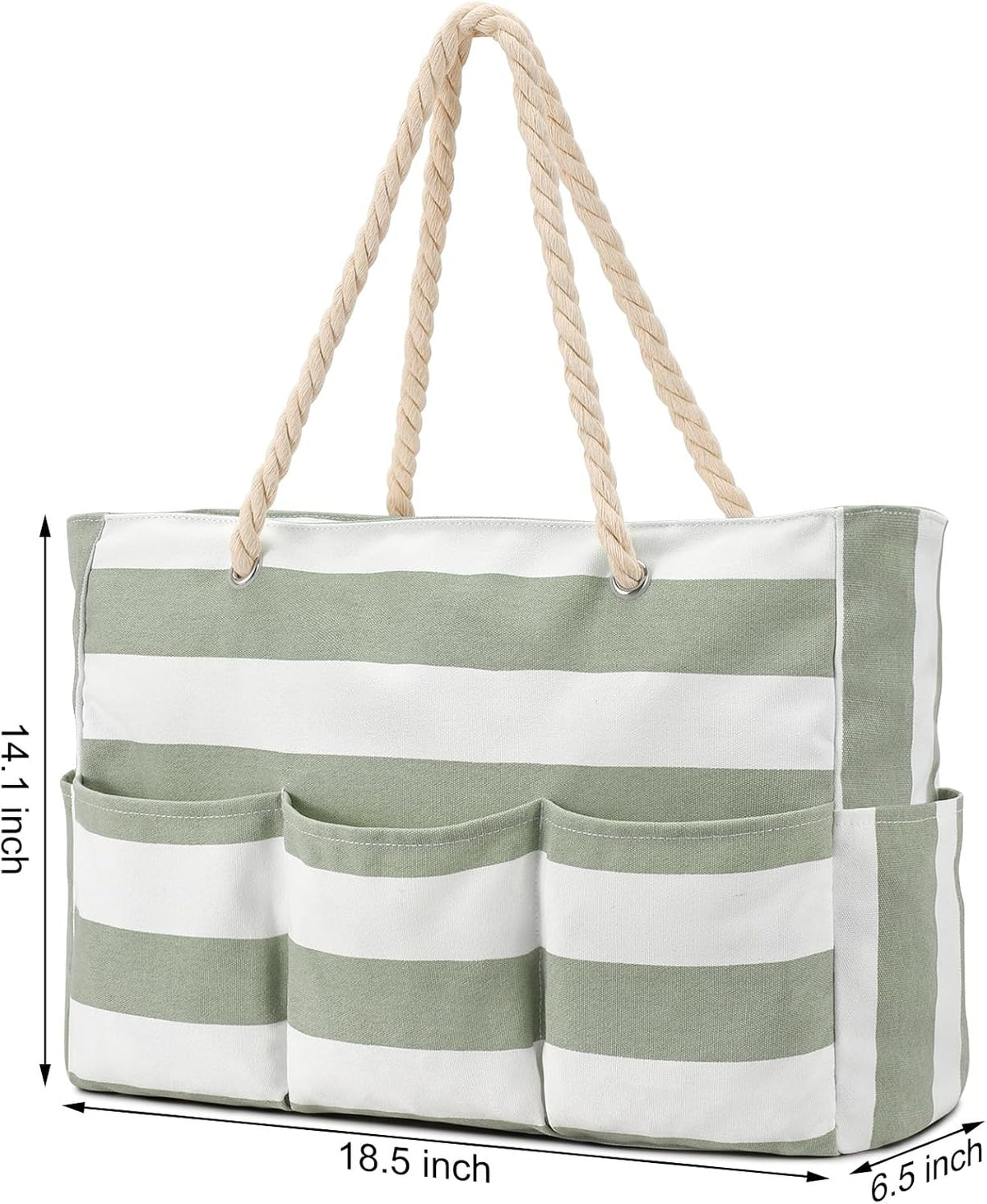 Beach Tote Extra Large Waterproof Canvas Zippered Multi-Pocket