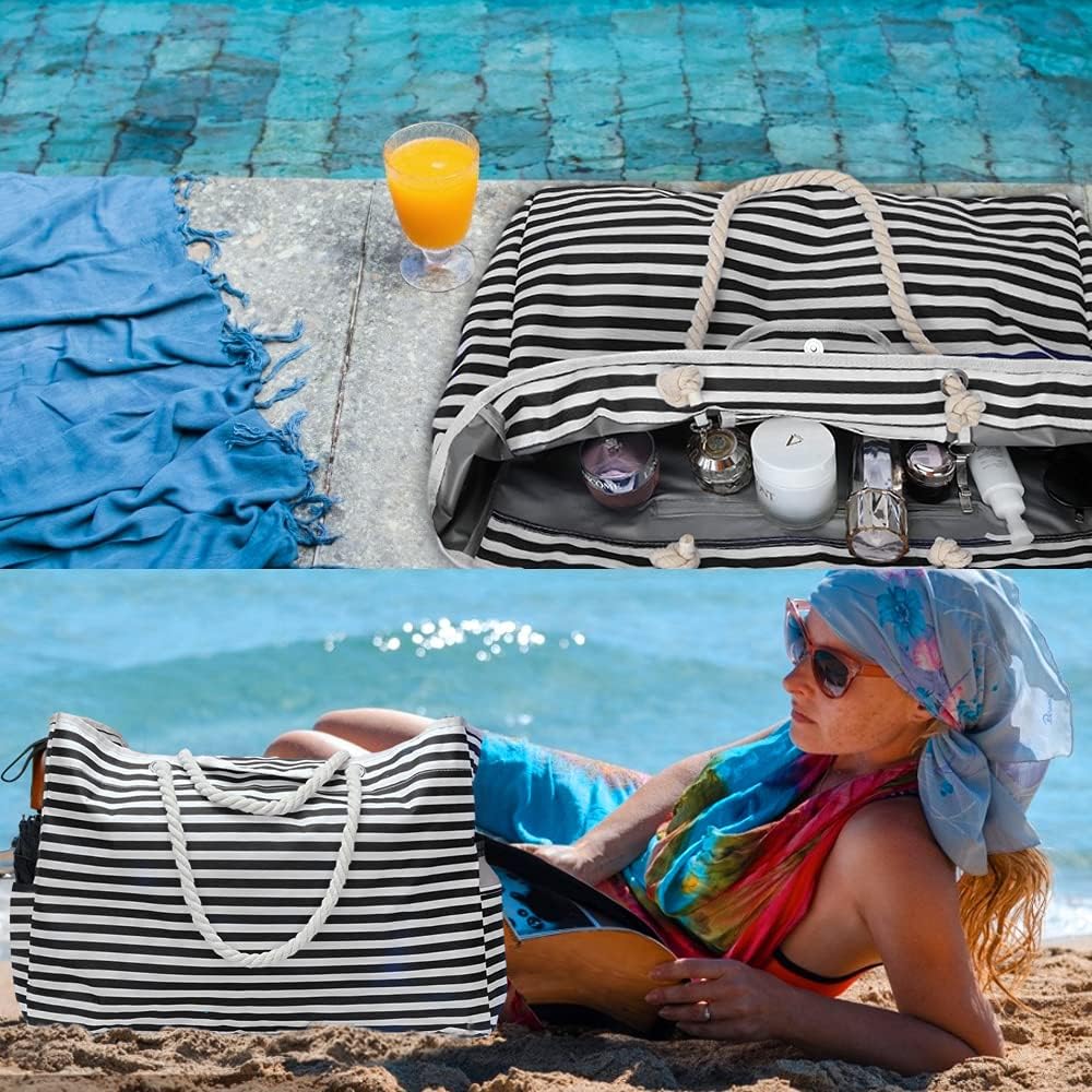 Beach Tote Extra Large Waterproof Polyester With Pouch