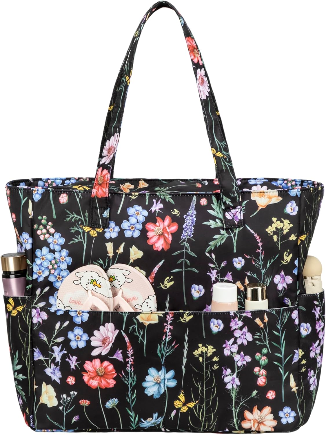 Beach Tote Extra Large Waterproof Wet Compartment & Tumbler Pocket