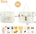 Beach Tote Extra Large Waterproof Wet Compartment & Tumbler Pocket