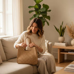 Beach Tote Handwoven Raffia Spacious Interior & Lightweight Handles