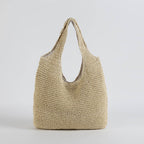 Beach Tote Handwoven Straw Zipper Closure
