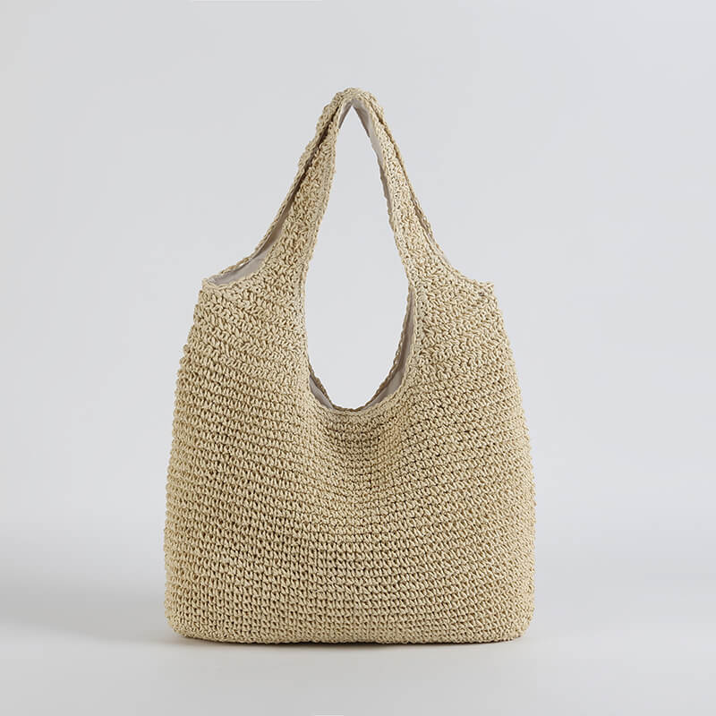 Beach Tote Handwoven Straw Zipper Closure