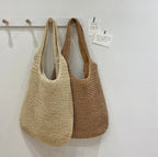 Beach Tote Handwoven Straw Zipper Closure