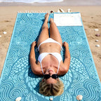 Beach Towel Convertible Backpack Sand-Resistant Quick-Drying Organic Cotton
