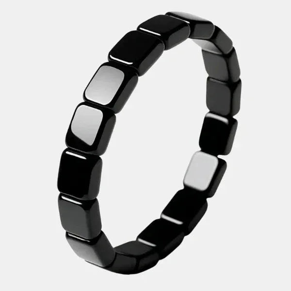 Bead Bracelet Polished Hematite Elastic Band