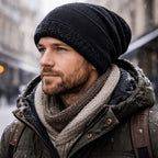 Beanie Hat Knitted Fleece-Lined Slouch Fit
